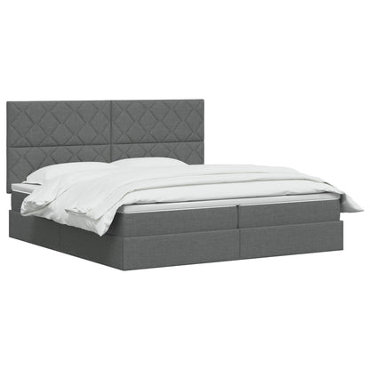 Opslag bed met matras met opslag Donkergrijs 200 x 200 cm Stof