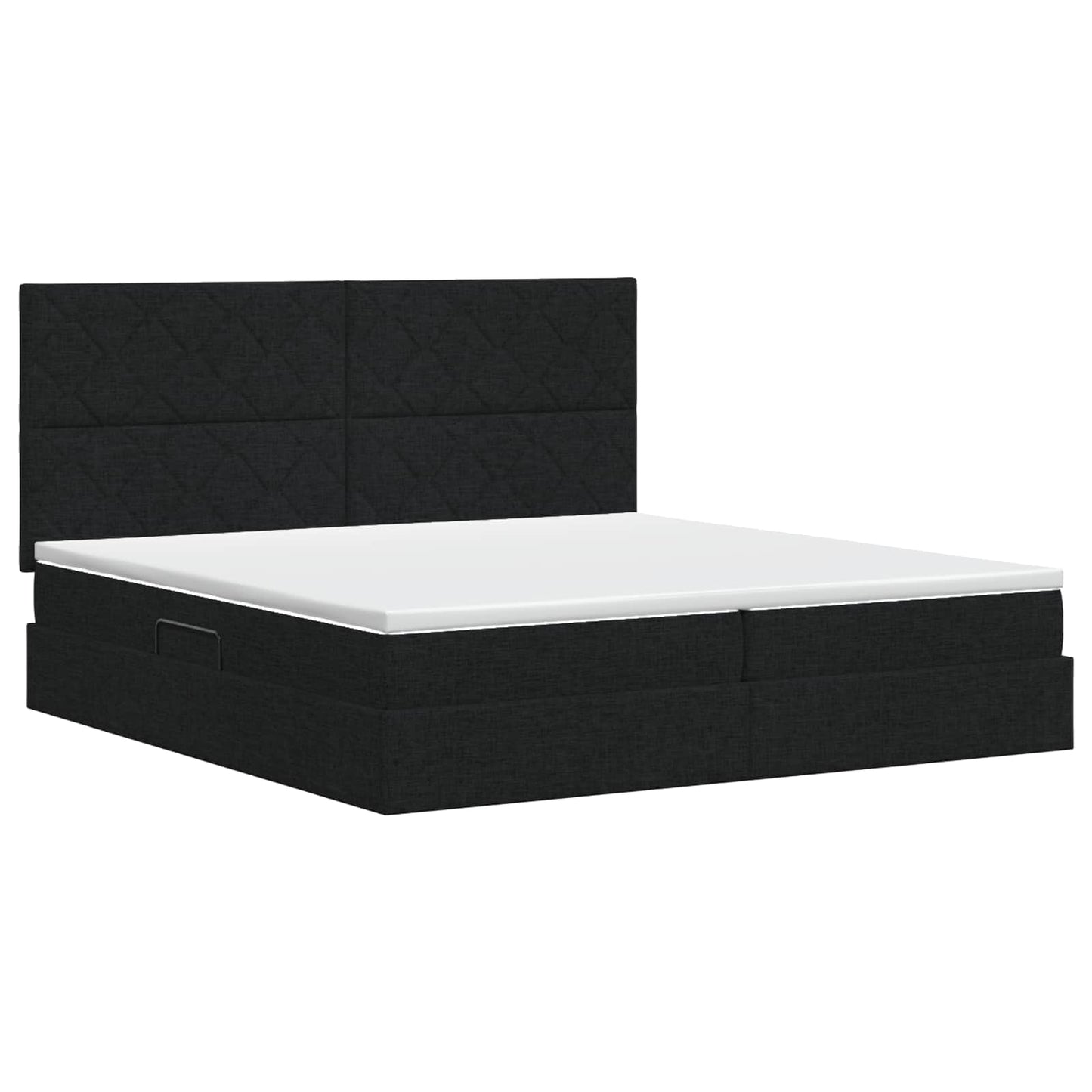 Opslag bed met matras met hoofdeinde Zwart 200 x 200 cm Stof