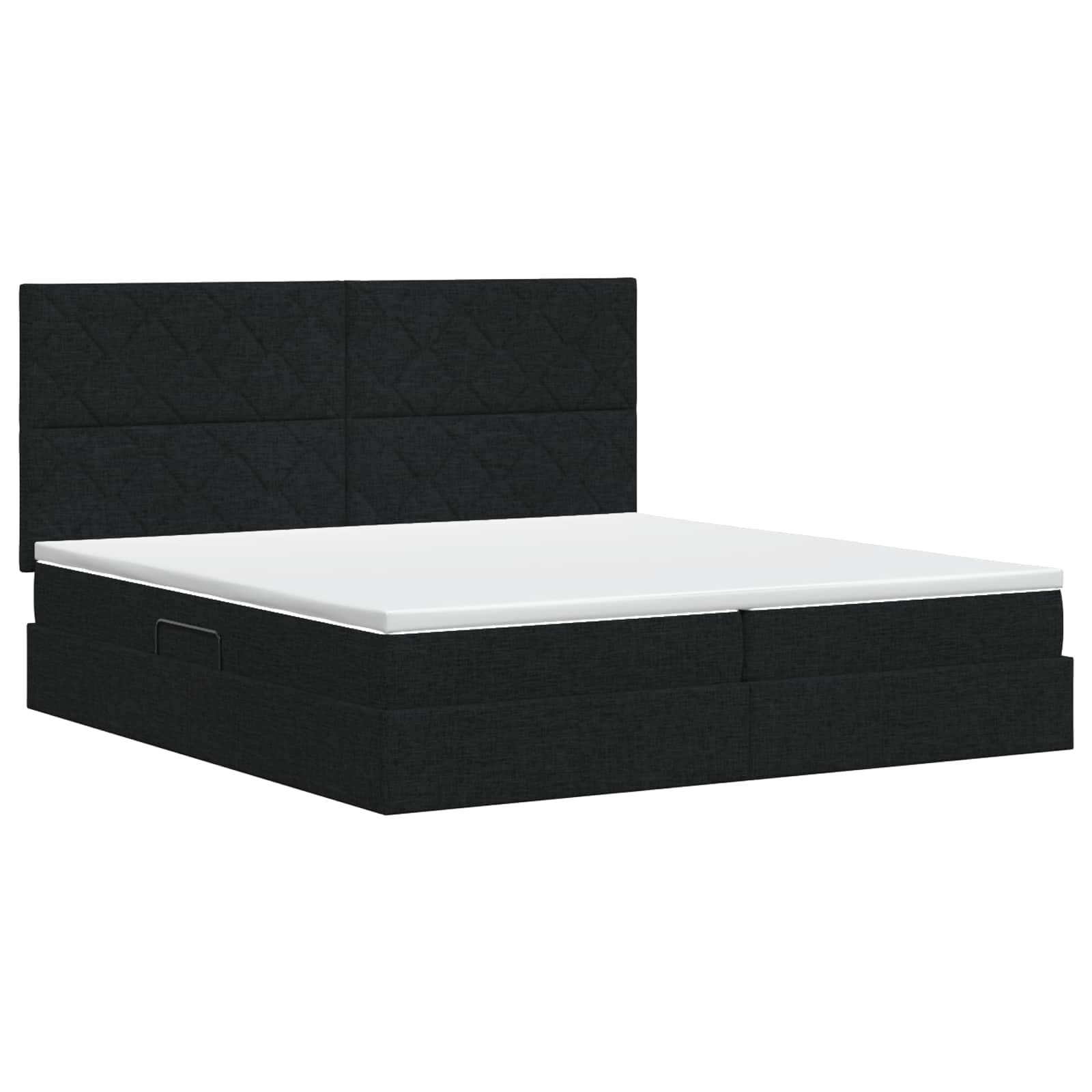 Opslag bed met matras met hoofdeinde Zwart 200 x 200 cm Stof