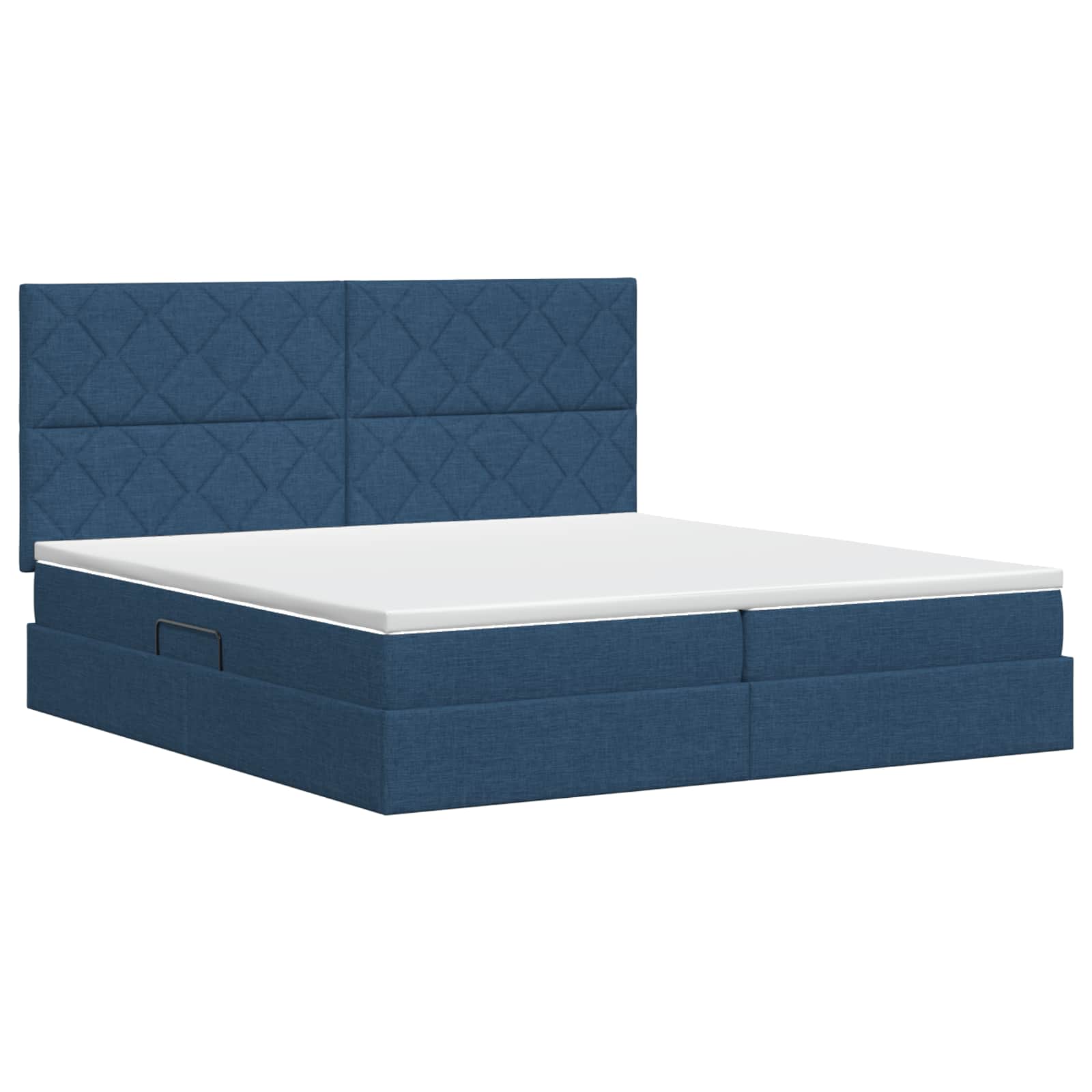 Opslag bed met matras met hoofdeinde Blauw 200 x 200 cm Stof