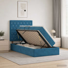 Opslagbed 100x200 cm donkerblauw fluweel met matras