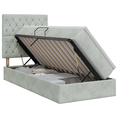 Opslag bed met matras met opslag Lichtgrijs 90 x 200 cm Fluweel
