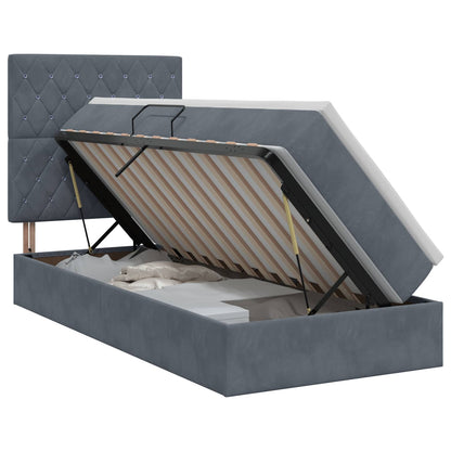 Opslag bed met matras Donkergrijs 100 x 200 cm Fluweel