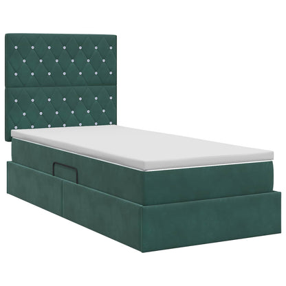 Opslag bed met matras Donkergroen 100 x 200 cm Fluweel
