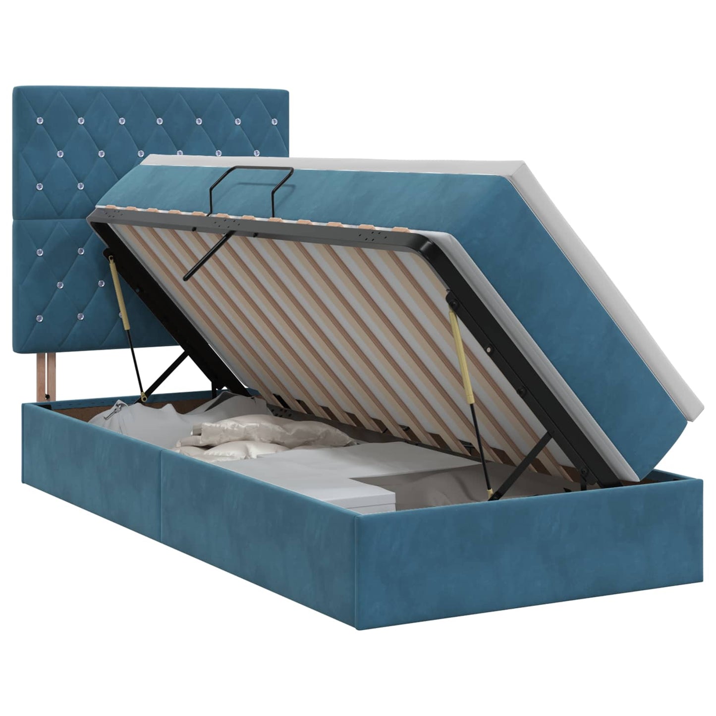 Opslag bed met matras Donkerblauw 100 x 200 cm Fluweel