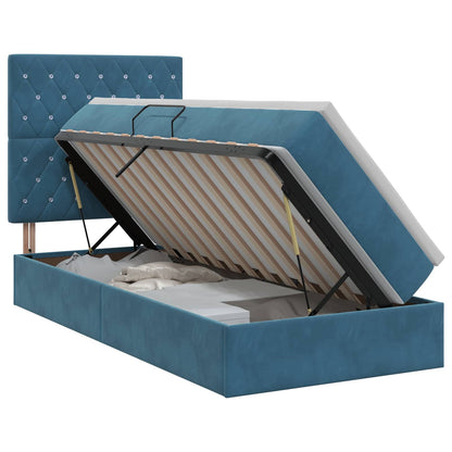 Opslag bed met matras Donkerblauw 100 x 200 cm Fluweel