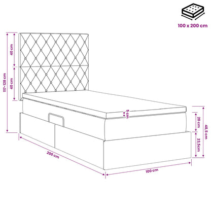 Opslag bed met matras Donkerblauw 100 x 200 cm Fluweel