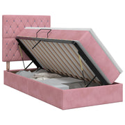 Opbergbed met matras 100x200 cm roze fluweel