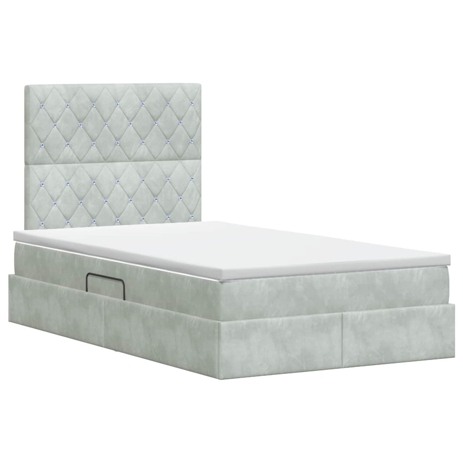 Opslag bed met matras Lichtgrijs 120 x 200 cm Fluweel
