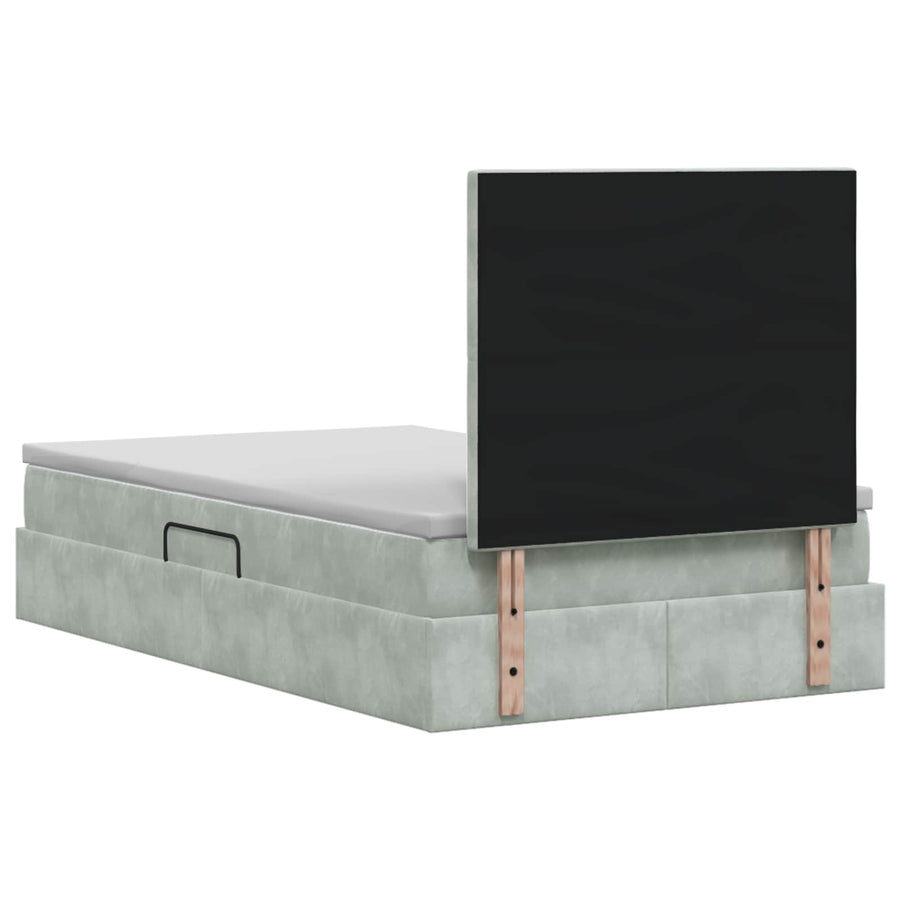 Opslag bed met matras Lichtgrijs 120 x 200 cm Fluweel