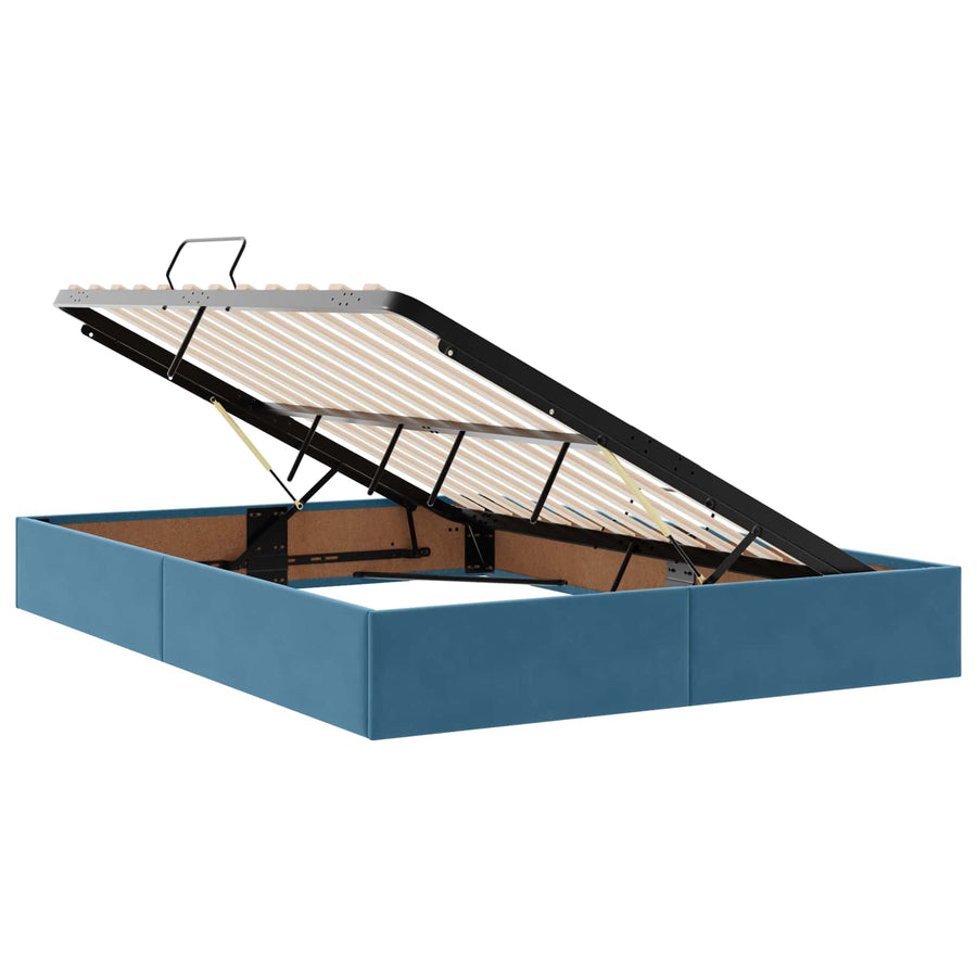 Opslag bed met matras Donkerblauw 140 x 200 cm Fluweel