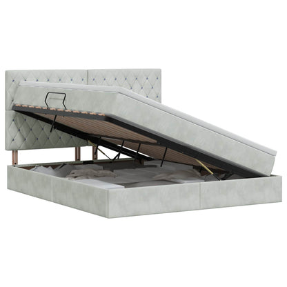 Opslag bed met matras Lichtgrijs 160 x 200 cm Fluweel