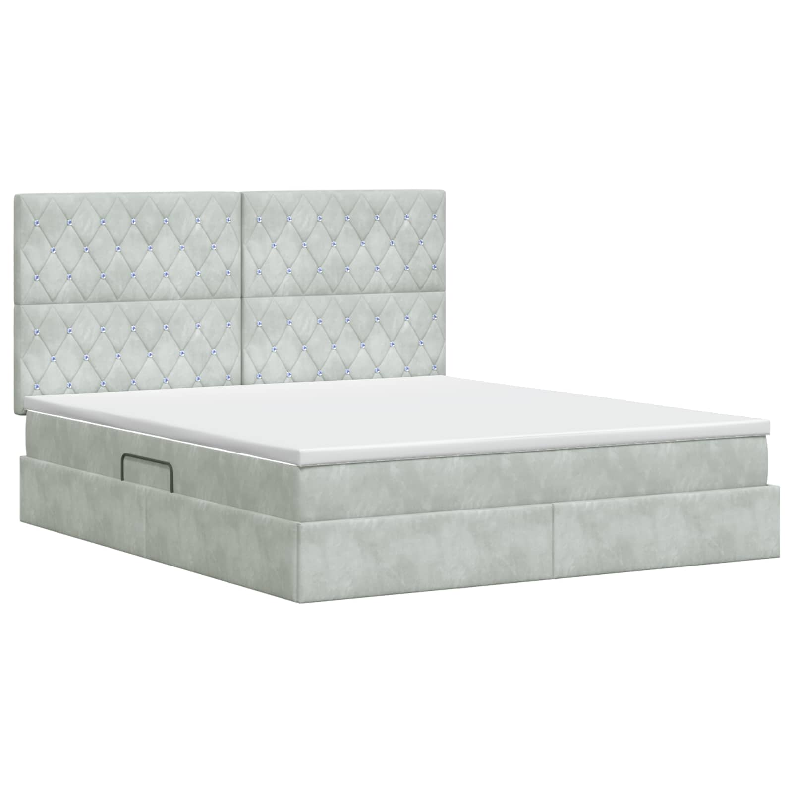 Opslag bed met matras Lichtgrijs 160 x 200 cm Fluweel