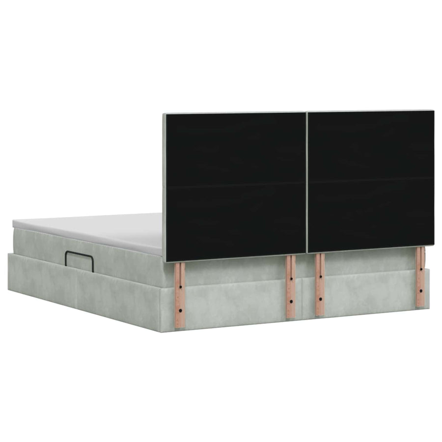 Opslag bed met matras Lichtgrijs 160 x 200 cm Fluweel