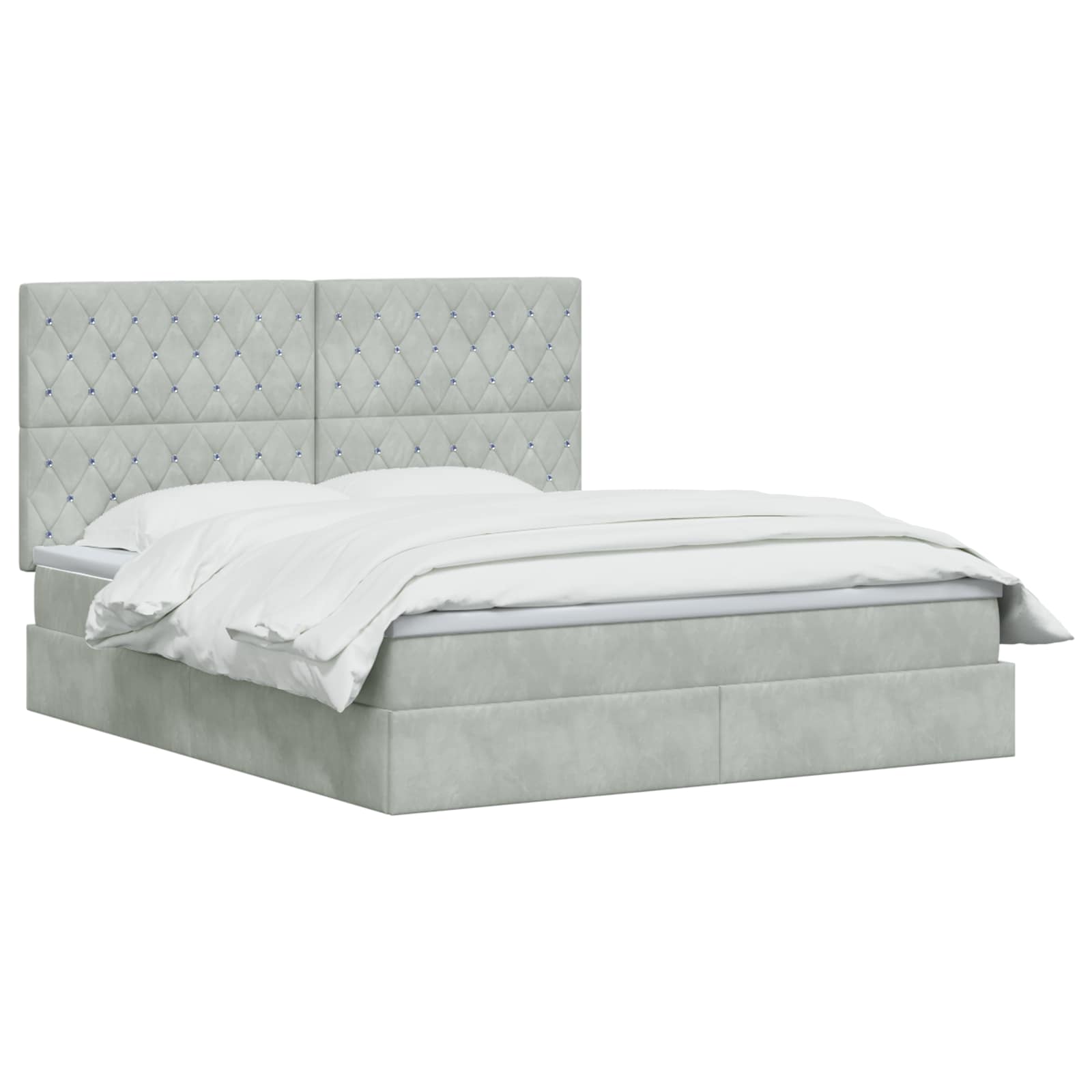Opslag bed met matras Lichtgrijs 160 x 200 cm Fluweel