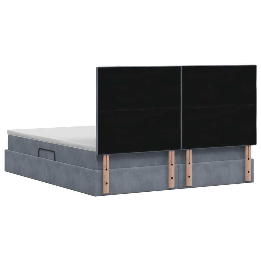 Opslag bed met matras Donkergrijs 160 x 200 cm Fluweel