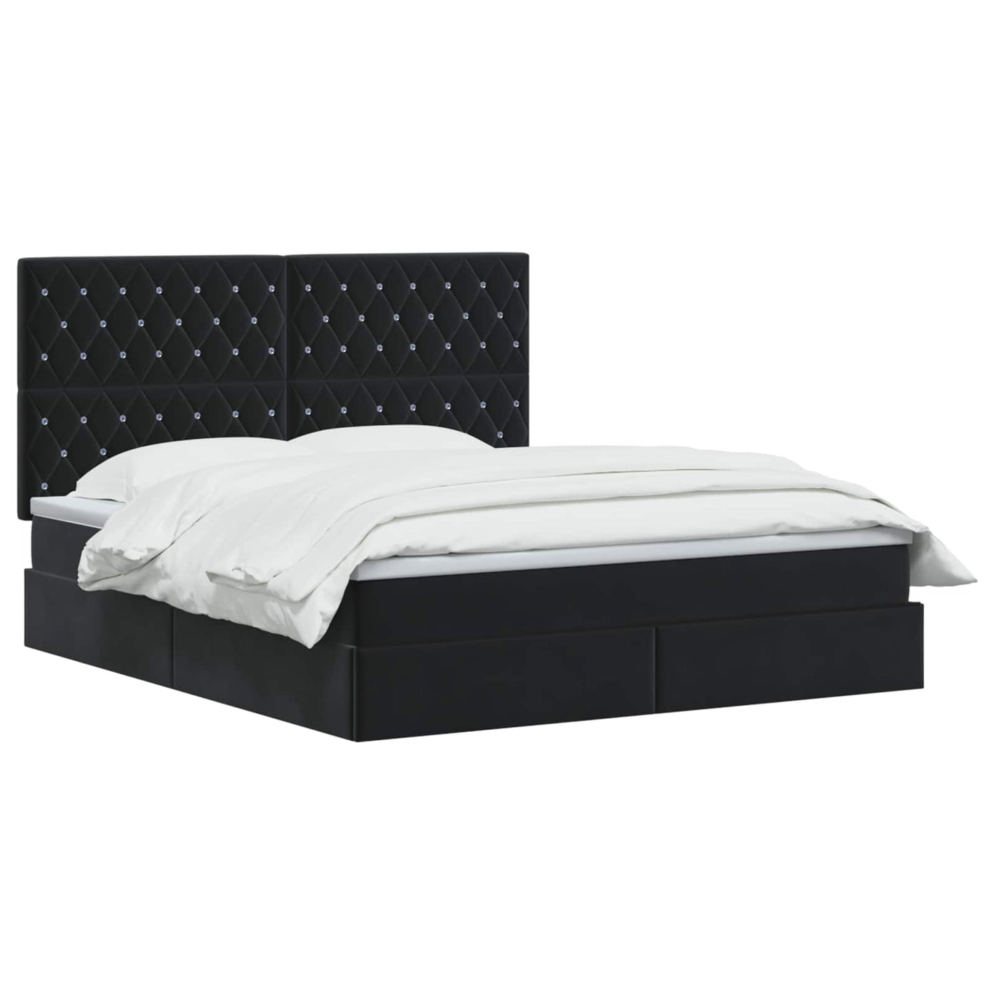 Opslag bed met matras met hoofdeinde Zwart 160 x 200 cm Fluweel