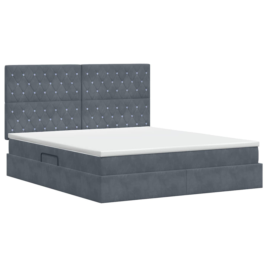 Opslag bed met matras Donkergrijs 180 x 200 cm Fluweel