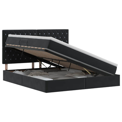 Opslag bed met matras met hoofdeinde Zwart 180 x 200 cm Fluweel