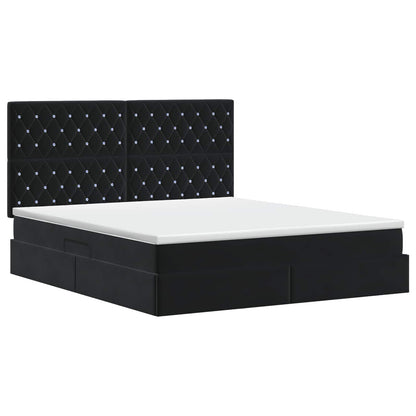 Opslag bed met matras met hoofdeinde Zwart 180 x 200 cm Fluweel
