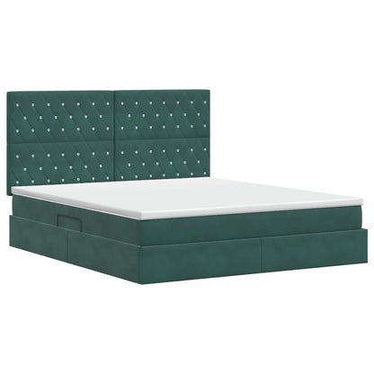 Opslag bed met matras Donkergroen 180 x 200 cm Fluweel