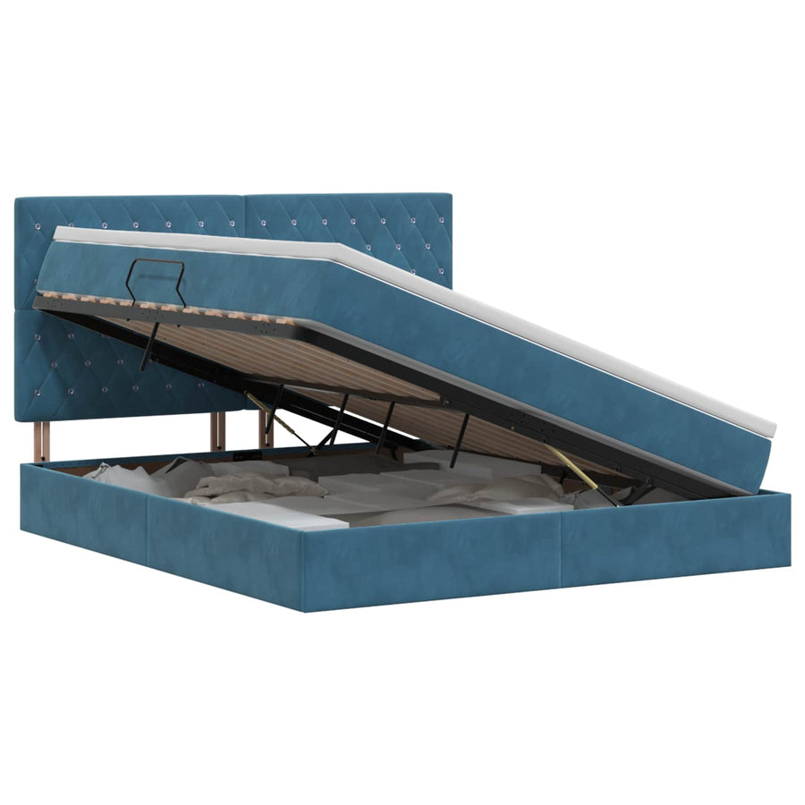 Opslag bed met matras Donkerblauw 180 x 200 cm Fluweel