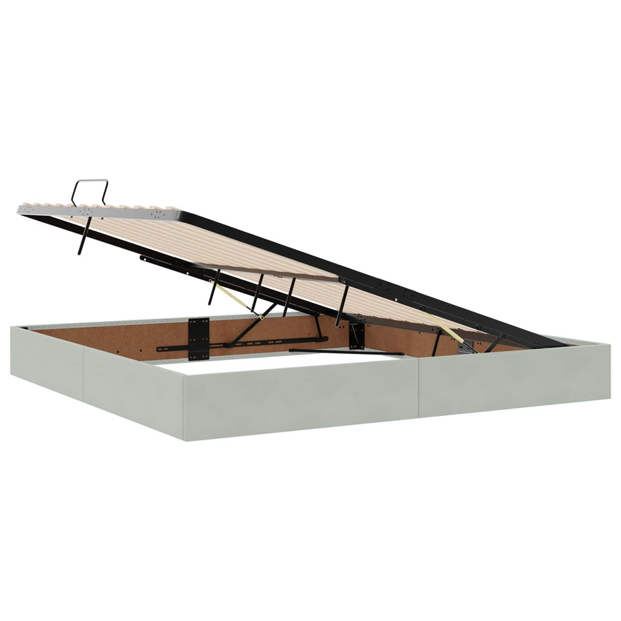 Opslag bed met matras Lichtgrijs 200 x 200 cm Fluweel