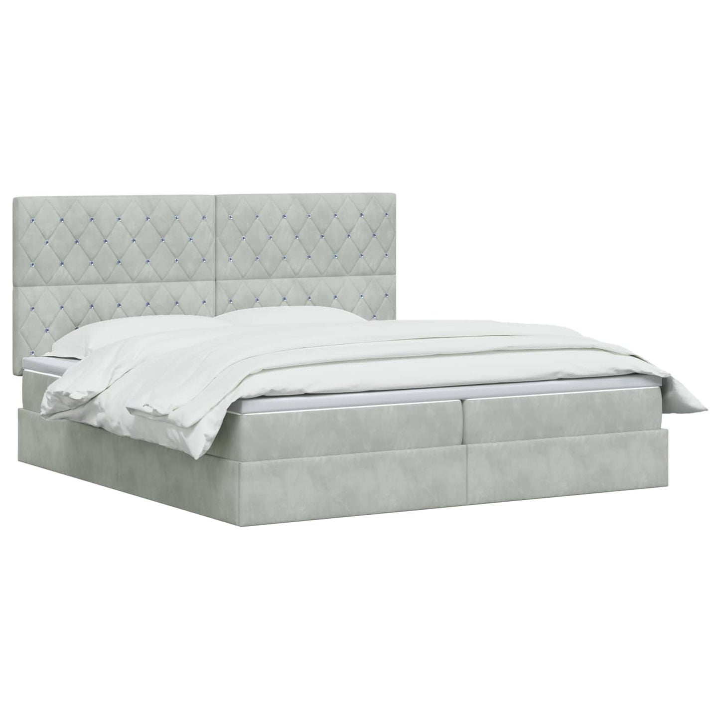 Opslag bed met matras Lichtgrijs 200 x 200 cm Fluweel