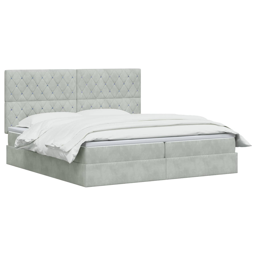 Opslag bed met matras Lichtgrijs 200 x 200 cm Fluweel