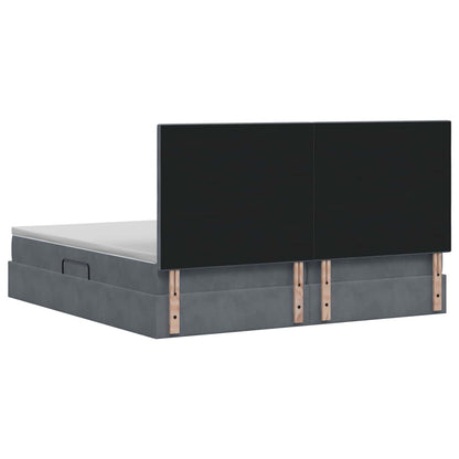 Opslag bed met matras Donkergrijs 200 x 200 cm Fluweel
