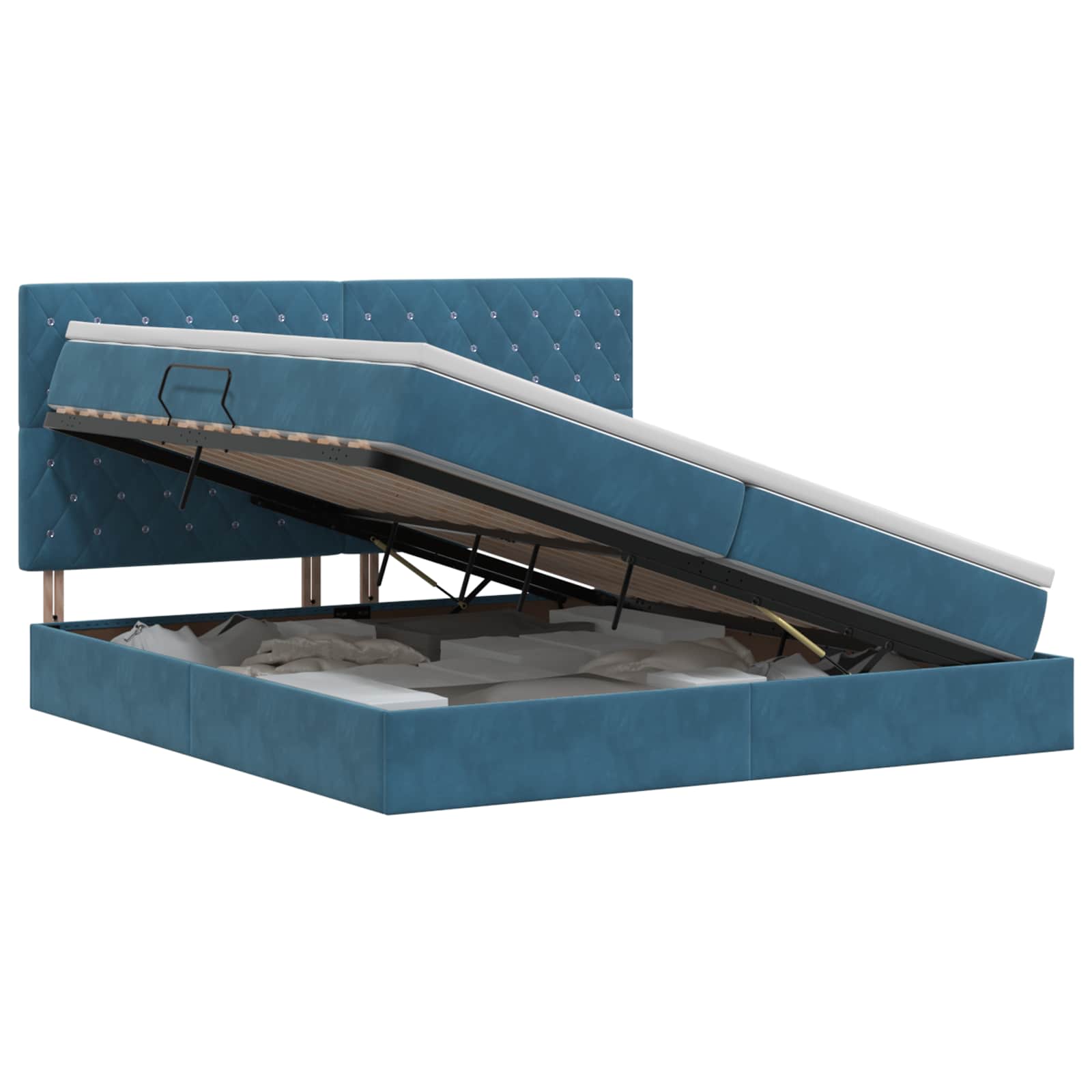 Opslag bed met matras Donkerblauw 200 x 200 cm Fluweel