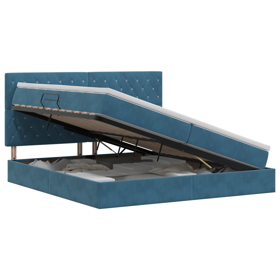Opslag bed met matras Donkerblauw 200 x 200 cm Fluweel