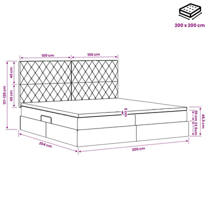 Opslag bed met matras Donkerblauw 200 x 200 cm Fluweel