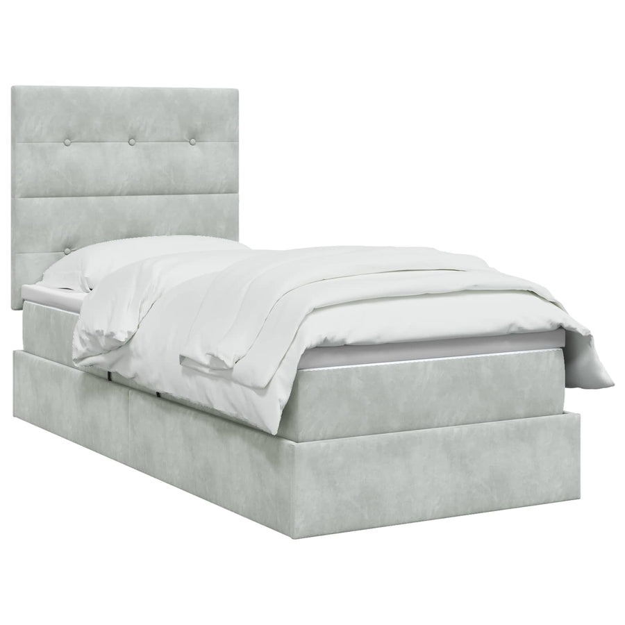 Opslag bed met matras met opslag Lichtgrijs 90 x 190 cm Fluweel