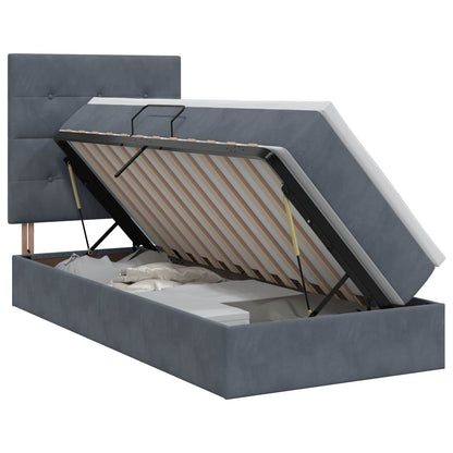 Opslag bed met matras Donkergrijs 90 x 190 cm Fluweel
