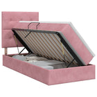 Opbergbed roze 90x190 cm fluweel met matras