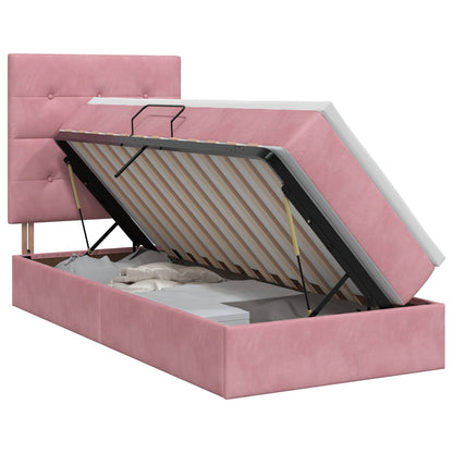 Opslag bed met matras met hoofdeinde Roze 90 x 190 cm Fluweel