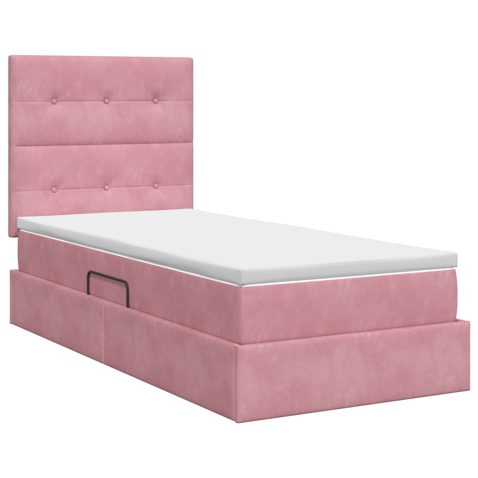 Opslag bed met matras met hoofdeinde Roze 90 x 190 cm Fluweel