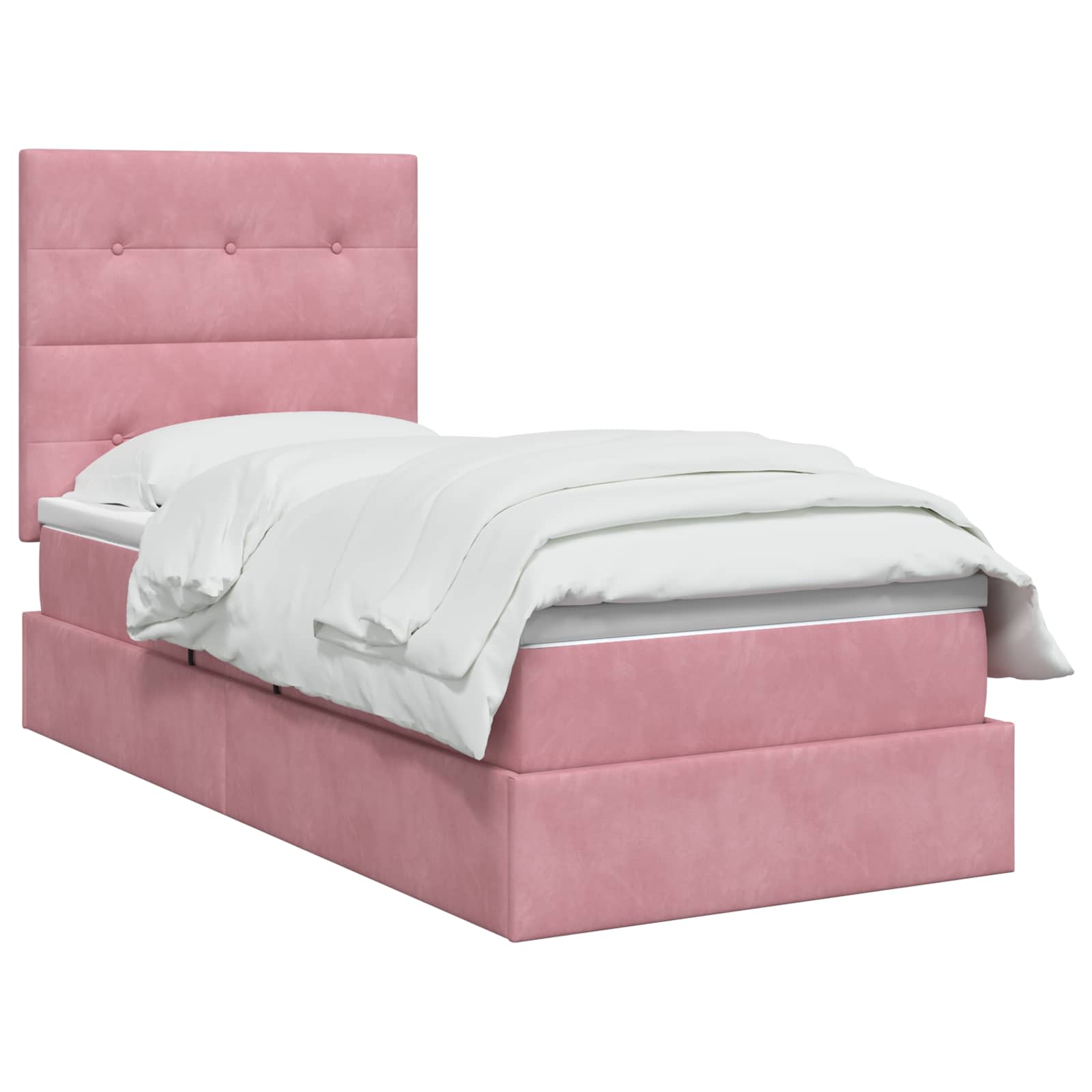 Opslag bed met matras met hoofdeinde Roze 90 x 190 cm Fluweel