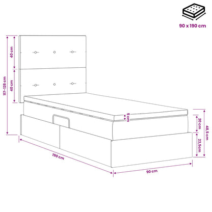Opslag bed met matras met hoofdeinde Roze 90 x 190 cm Fluweel