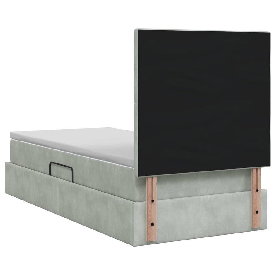 Opslag bed met matras met opslag Lichtgrijs 90 x 200 cm Fluweel