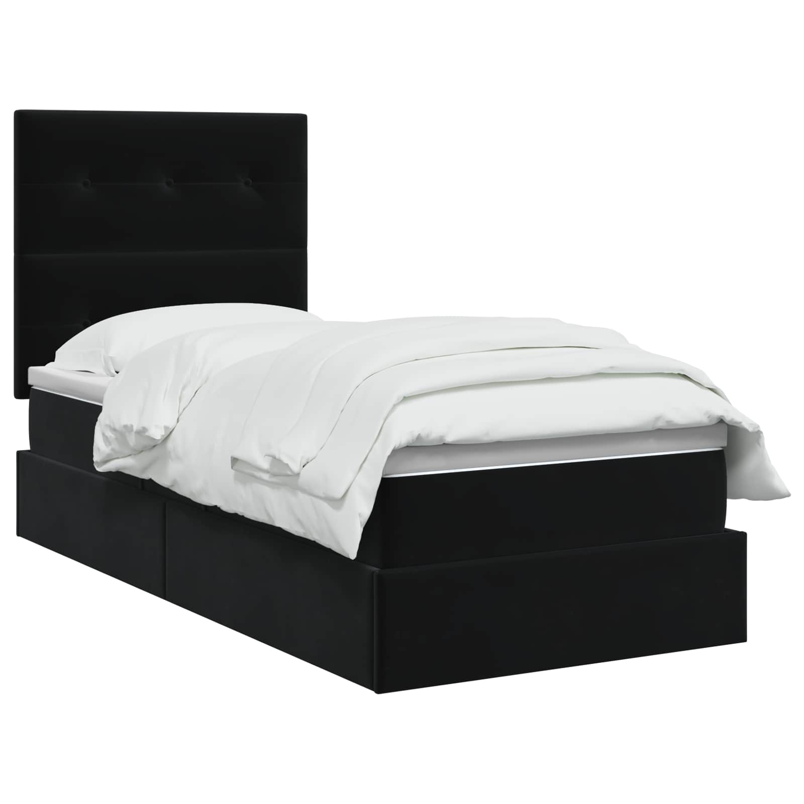 Opslag bed met matras met hoofdeinde Zwart 90 x 200 cm Fluweel