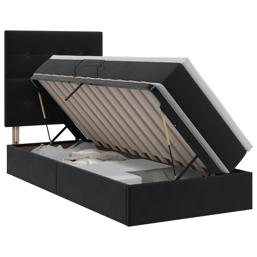 Opslag bed met matras met hoofdeinde Zwart 100 x 200 cm Fluweel