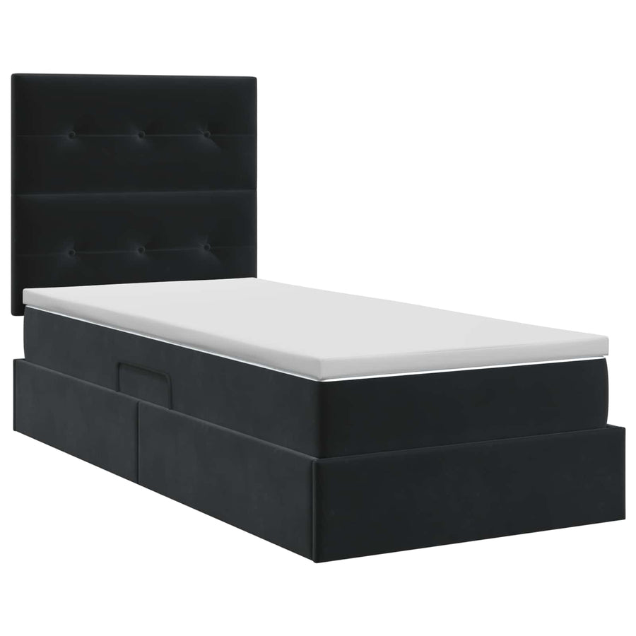 Opslag bed met matras met hoofdeinde Zwart 100 x 200 cm Fluweel