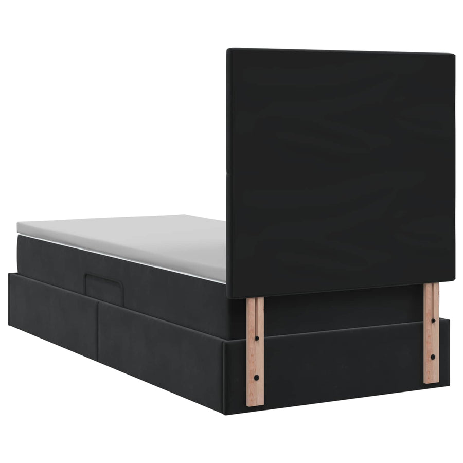 Opslag bed met matras met hoofdeinde Zwart 100 x 200 cm Fluweel