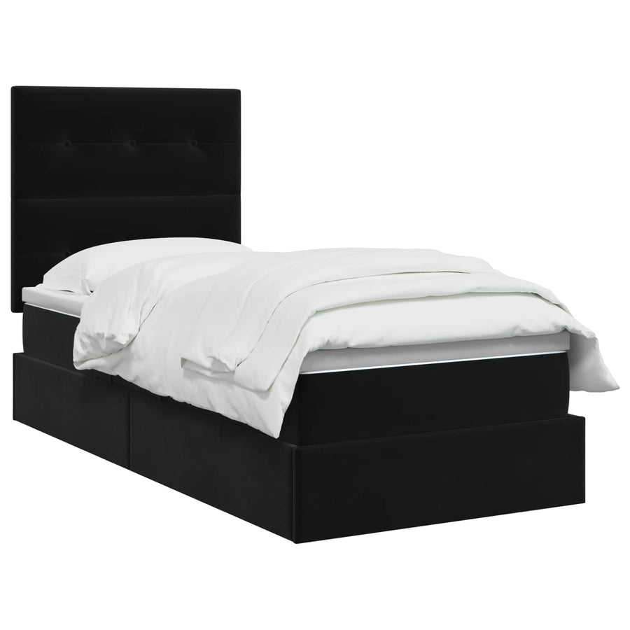 Opslag bed met matras met hoofdeinde Zwart 100 x 200 cm Fluweel