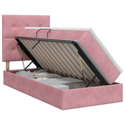 Bed met opbergruimte 100x200 cm roze fluweel