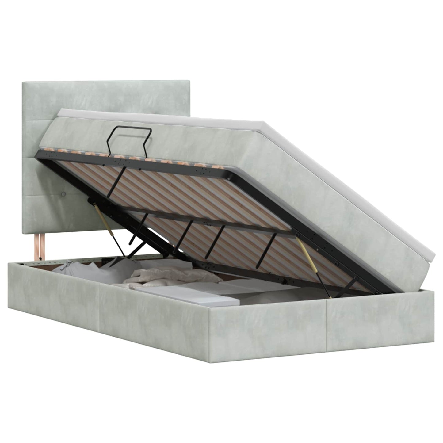 Opslag bed met matras Lichtgrijs 120 x 200 cm Fluweel