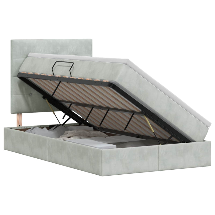 Opslag bed met matras Lichtgrijs 120 x 200 cm Fluweel