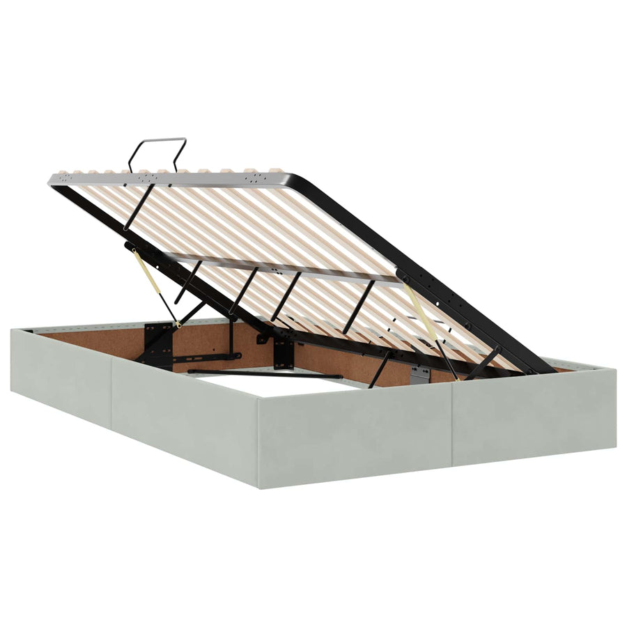Opslag bed met matras Lichtgrijs 120 x 200 cm Fluweel